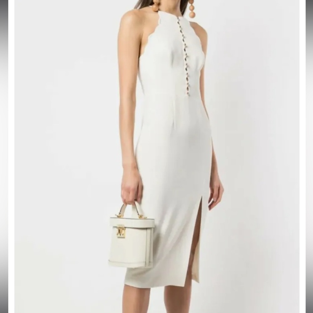 Zimmermann Crepe Halter Midi Dress, Pearl